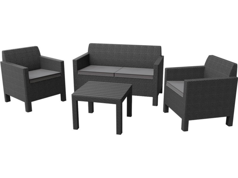 Orlando m�anyag kerti b�tor szett kis asztallal grafit - h�v�s sz�rke