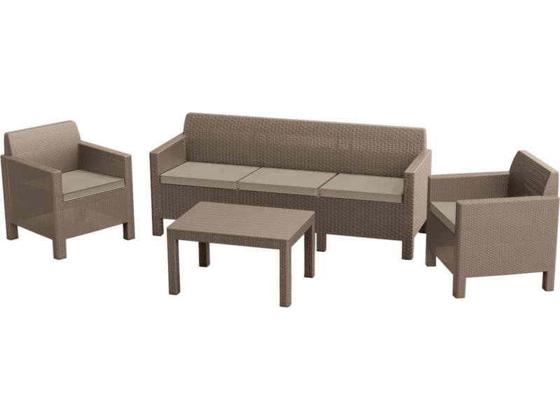 Orlando set with 3 seat sofa m�anyag kerti b�tor szett cappuccino