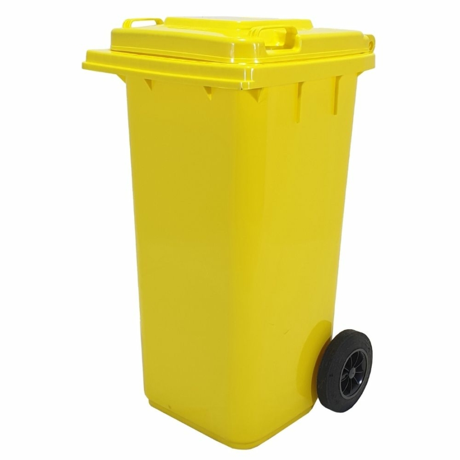 M�anyag kerti hullad�kgy�jt� kerekes 120 Literes s�rga