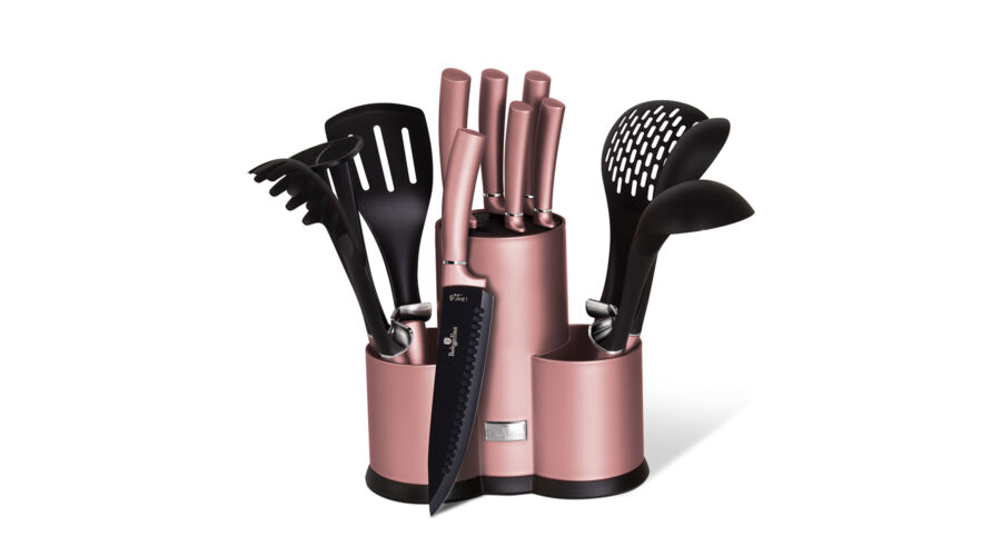Berlinger Haus I-Rose Collection 12 r�szes konyhai k�szlet k�sekkel �s kiszed�kkel, pink met�l