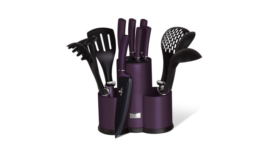 Berlinger Haus Purple Eclipse Collection 12 r�szes konyhai k�szlet k�sekkel �s kiszed�kkel, lila