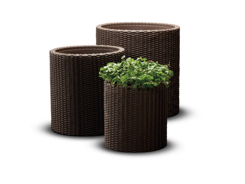 S+M+L Cylinder planters m�anyag kerti vir�gcser�p szett whiskey barna