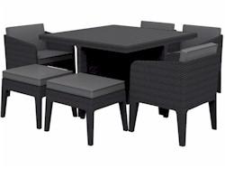 Columbia 7 r�szes m�anyag kerti b�tor garnit�ra grafit - sz�rke