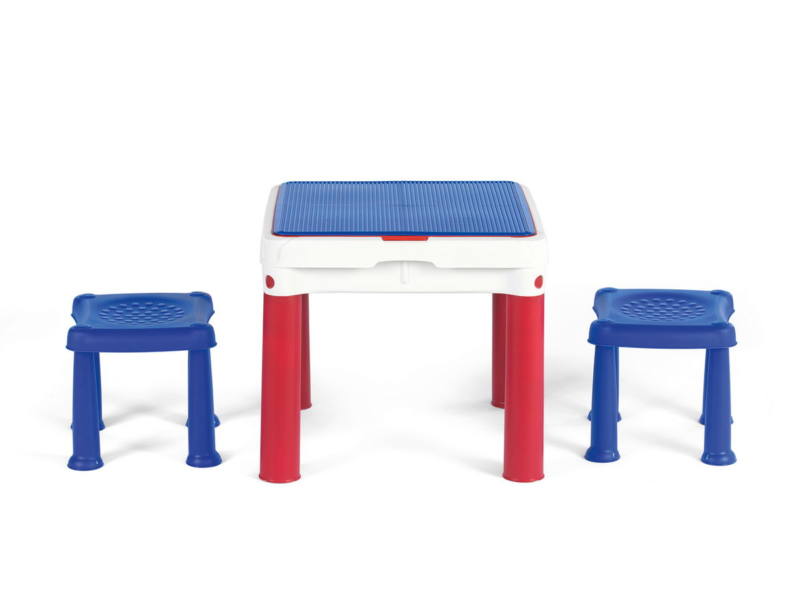 Constructable m�anyag kerti j�t�k asztal k�k - piros feh�r