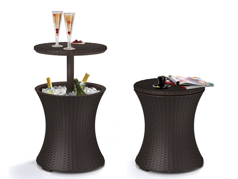 Cool Bar m�anyag kerti rattan hat�s� asztal whiskey barna