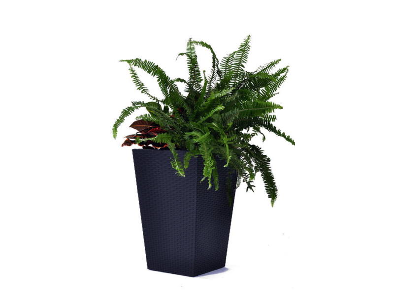 Rattan Planter M 55,4 L m�anyag kerti vir�gl�da antracit sz�rke