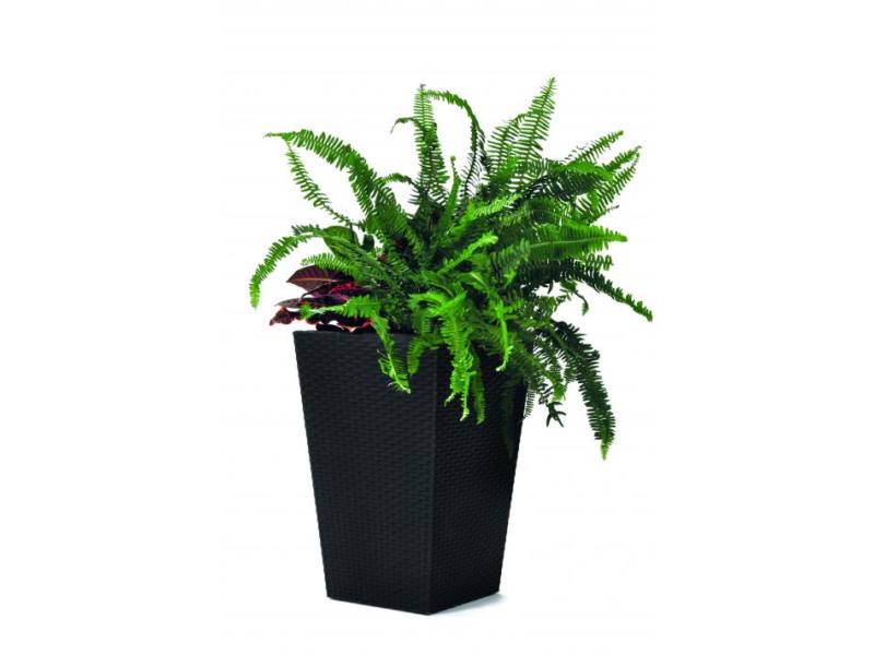 Rattan Planter S 23,6 L m�anyag kerti vir�gl�da antracit sz�rke