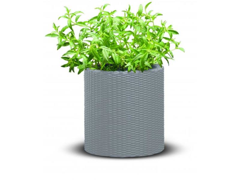 Small Cylinder planter m�anyag kerti vir�gl�da ez�st sz�rke